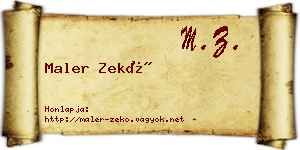 Maler Zekő névjegykártya